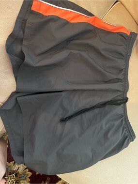 Lucy Men's Athletic shorts  - Black with Orange Trim- xl